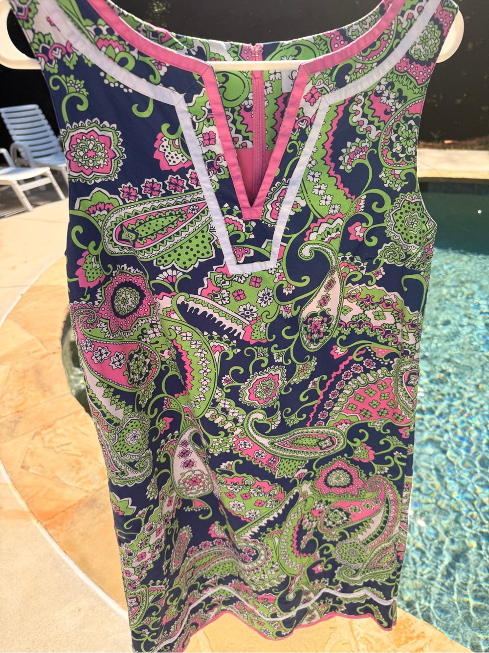 Lilly Pulitzer Navy Dress with Pink & Lime Paisley Print